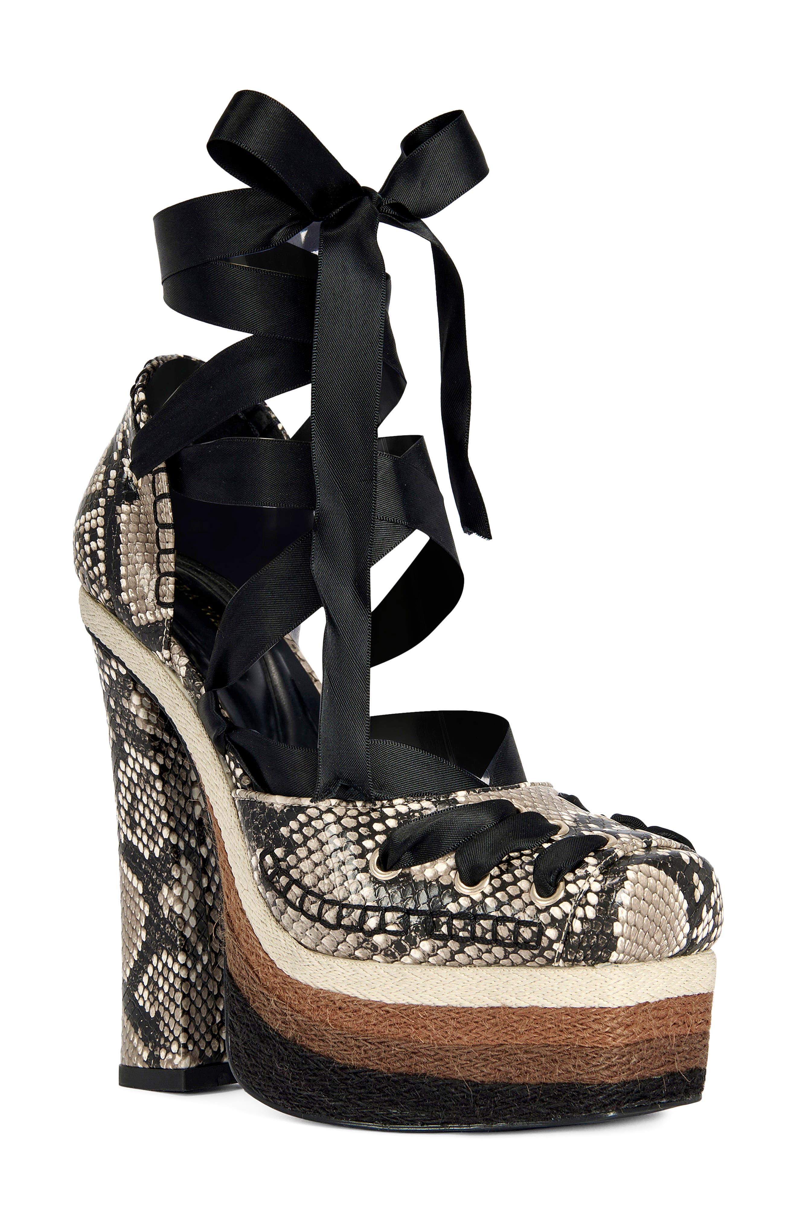 AZALEA WANG Fonetyn Ankle Tie Platform Pump, Main, color, Brown Multi