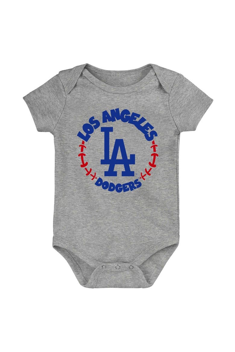 Newborn & Infant Royal/White/Heather Gray Los Angeles Dodgers Biggest Little Fan 3-Pack Bodysuit Set, Alternate, color, Royal