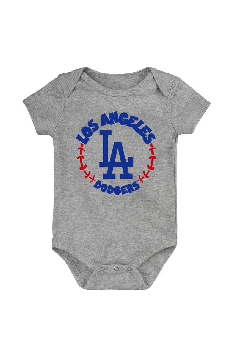 Outerstuff Newborn & Infant Royal/White/Heather Gray Los Angeles Dodgers Biggest Little Fan 3-Pack Bodysuit Set, Alternate, color,