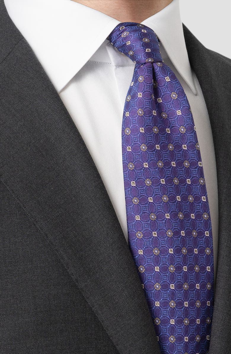 Eton Floral Jacquard Silk Tie, Alternate, color, Dark Purple