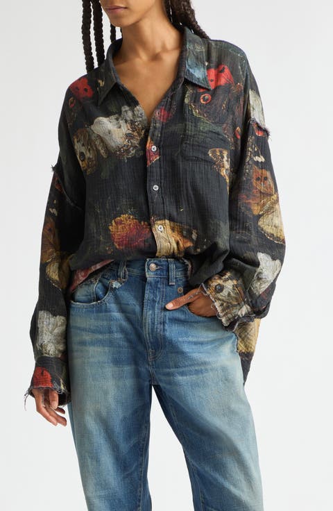 Reversible Shredded Seam Cotton Shirt