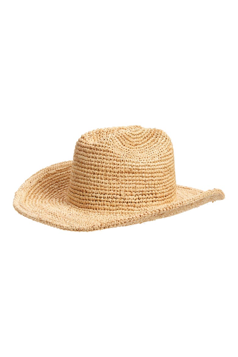 Raffia Cowboy Hat, Main, color, NATURAL