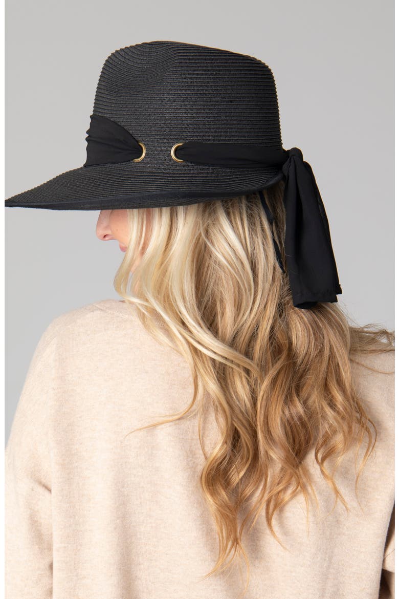 Pinch Crown UPF 50+ Straw Hat, Alternate, color, BLACK
