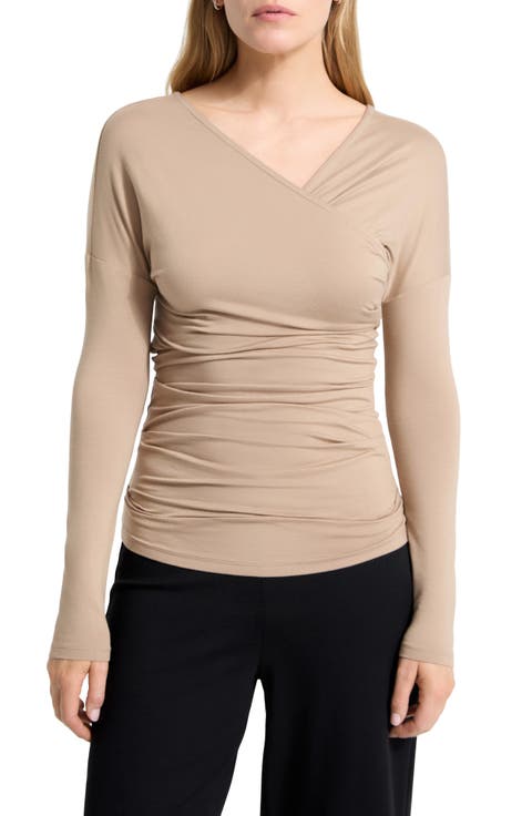 Jisoo Ruched Surplice Neck Jersey Top
