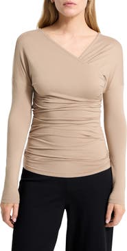 Marcella Jisoo Ruched Surplice Neck Jersey Top