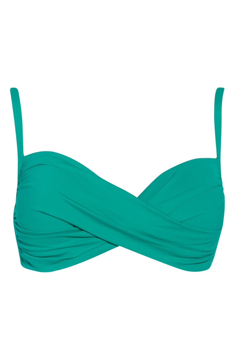 La Blanca Wrap Bikini Top, Alternate, color, Emerald
