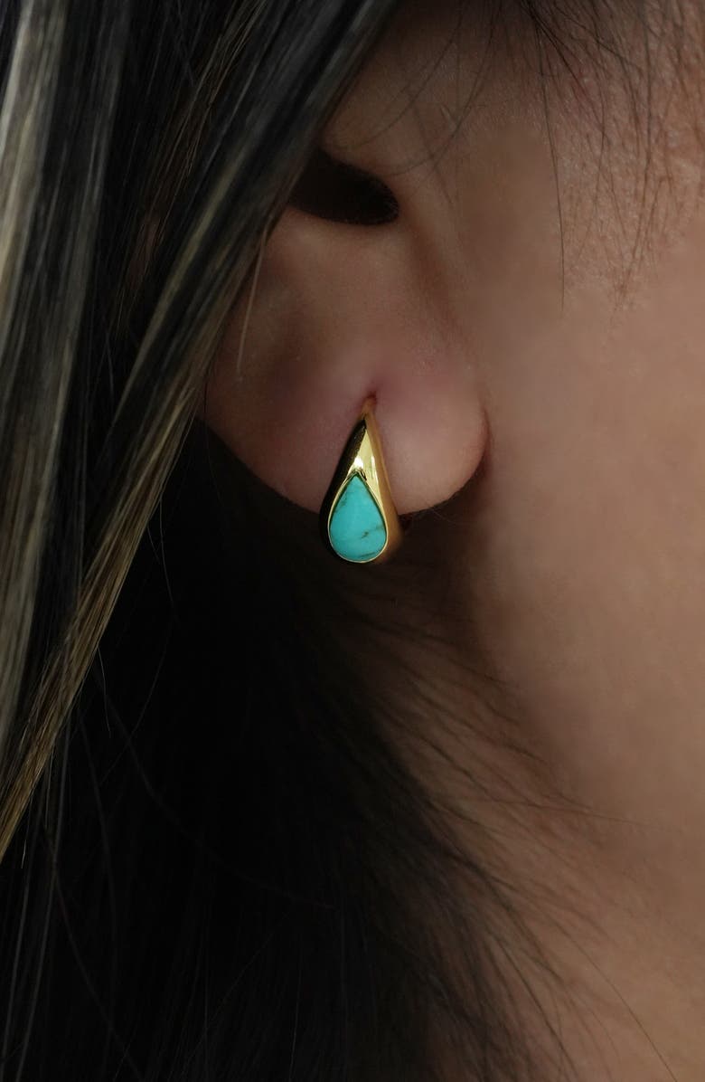 Argento Vivo Sterling Silver Turquoise Teardrop Huggie Hoops, Alternate, color, 