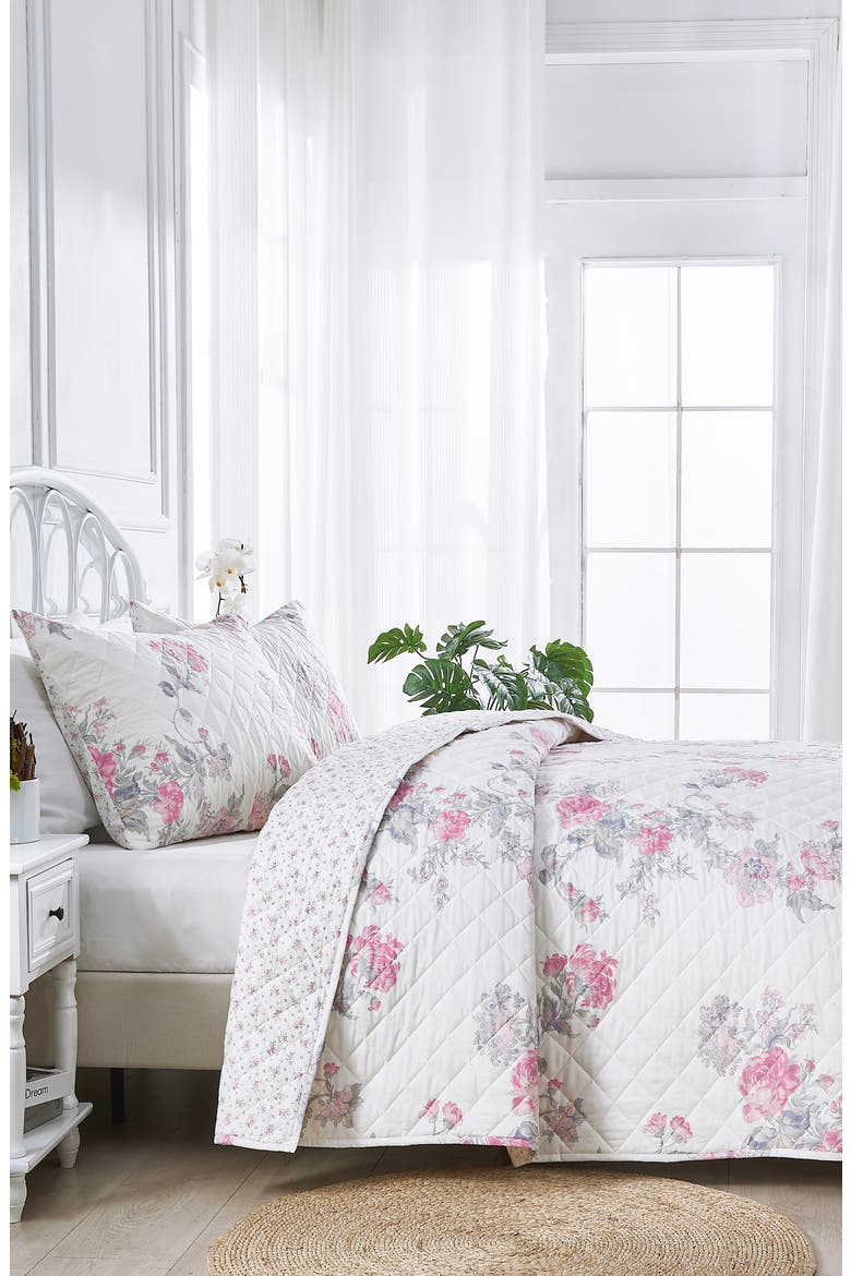 Rose Percale Cotton Quilt & Shams Set, Alternate, color, PINK/ PINK
