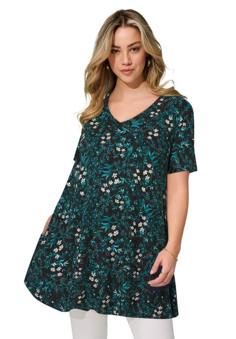 Ultra Drape V Neck Short Sleeve Swing Tunic