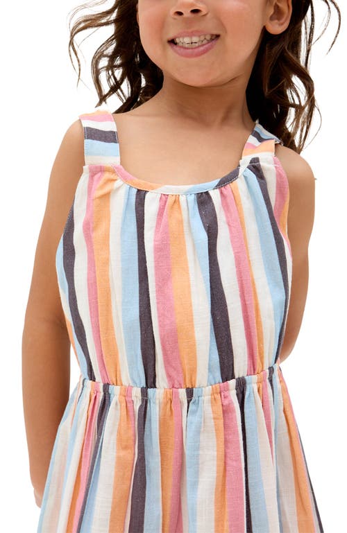 Raffya Kids Kris Cross Back Stripe Print Dress In Multi