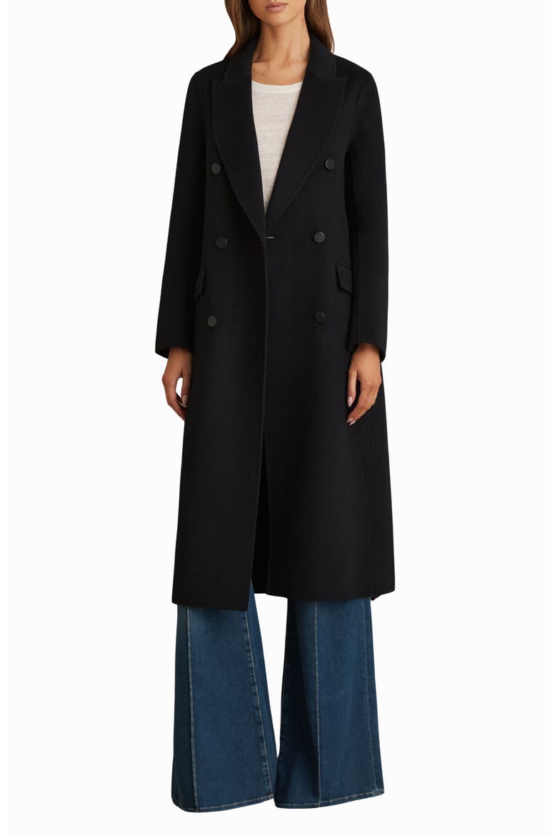 Maeve Belted Double Breasted Wool Blend Coat, Alternate, color, NAVY