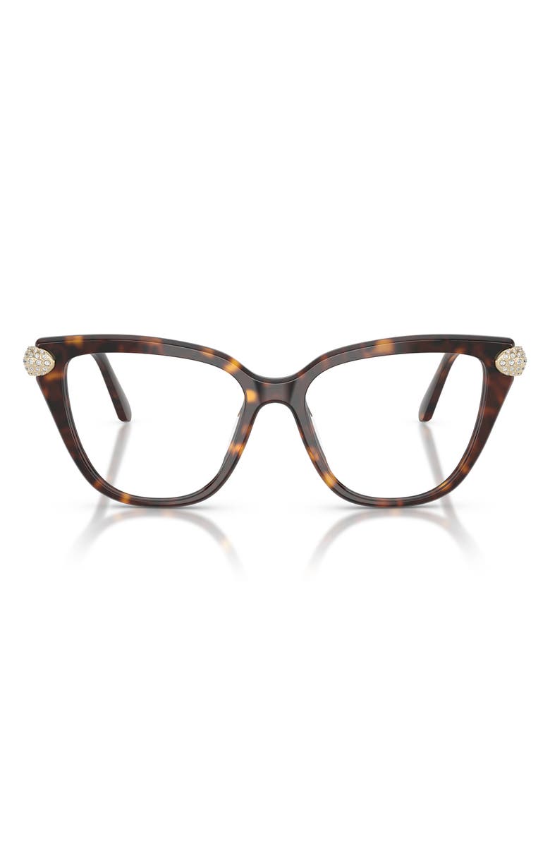 Swarovski 54mm Cat Eye Optical Glasses, Main, color, Havana/ Demo Lens