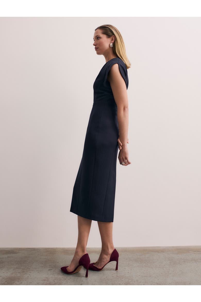 Paola Sculpt Stretch Crepe Dress, Alternate, color, Navy