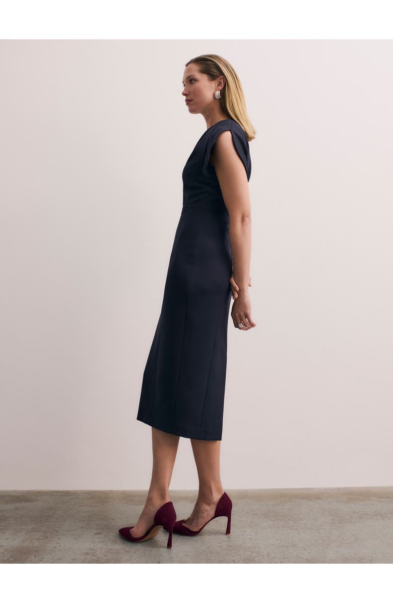 The Fold Paola Sculpt Stretch Crepe Dress, Alternate, color, Navy