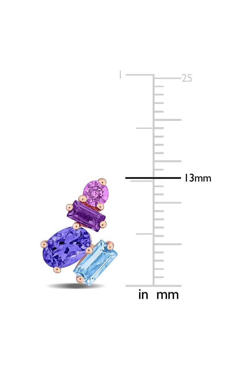 Julianna B. Multi-Gemstone Cluster Stud Earrings Rose Silver, Alternate, color, Rose-Plated Sterling Silver