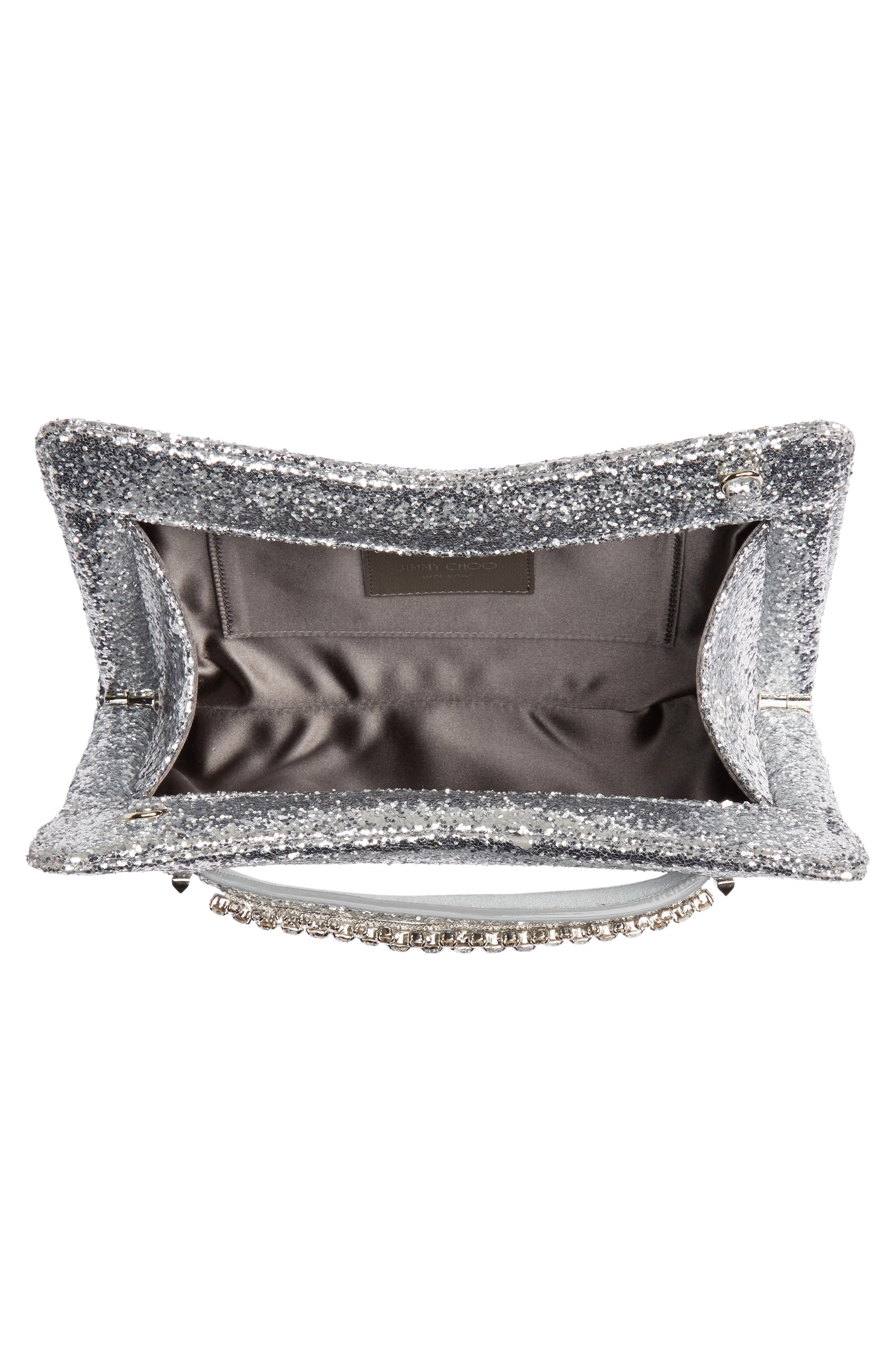 Jimmy Choo Galactica Glitter Clutch with Crystal Bracelet Handle, Alternate, color, 