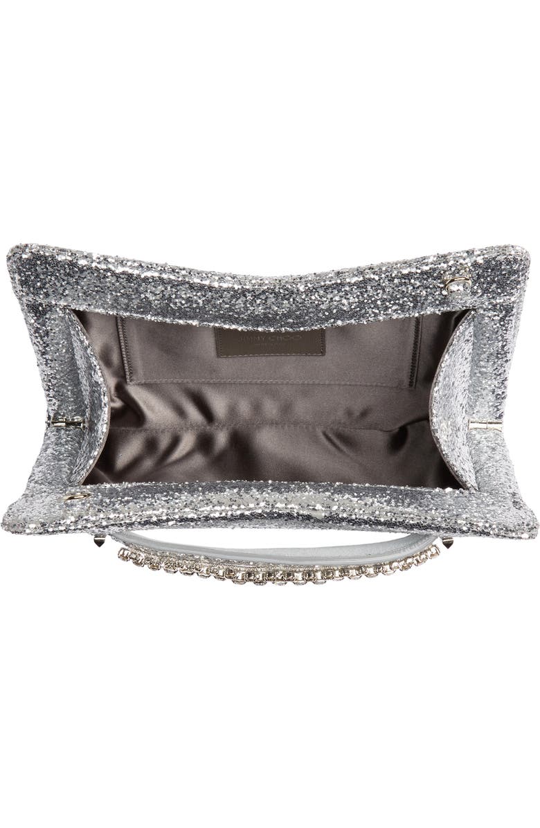 Jimmy Choo Galactica Glitter Clutch with Crystal Bracelet Handle, Alternate, color,