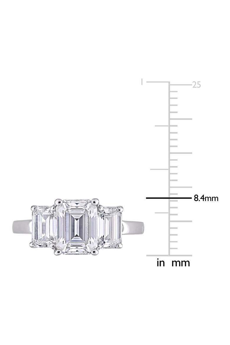 Emerald Cut Lab Created Moissanite Ring, Alternate, color, SILVER