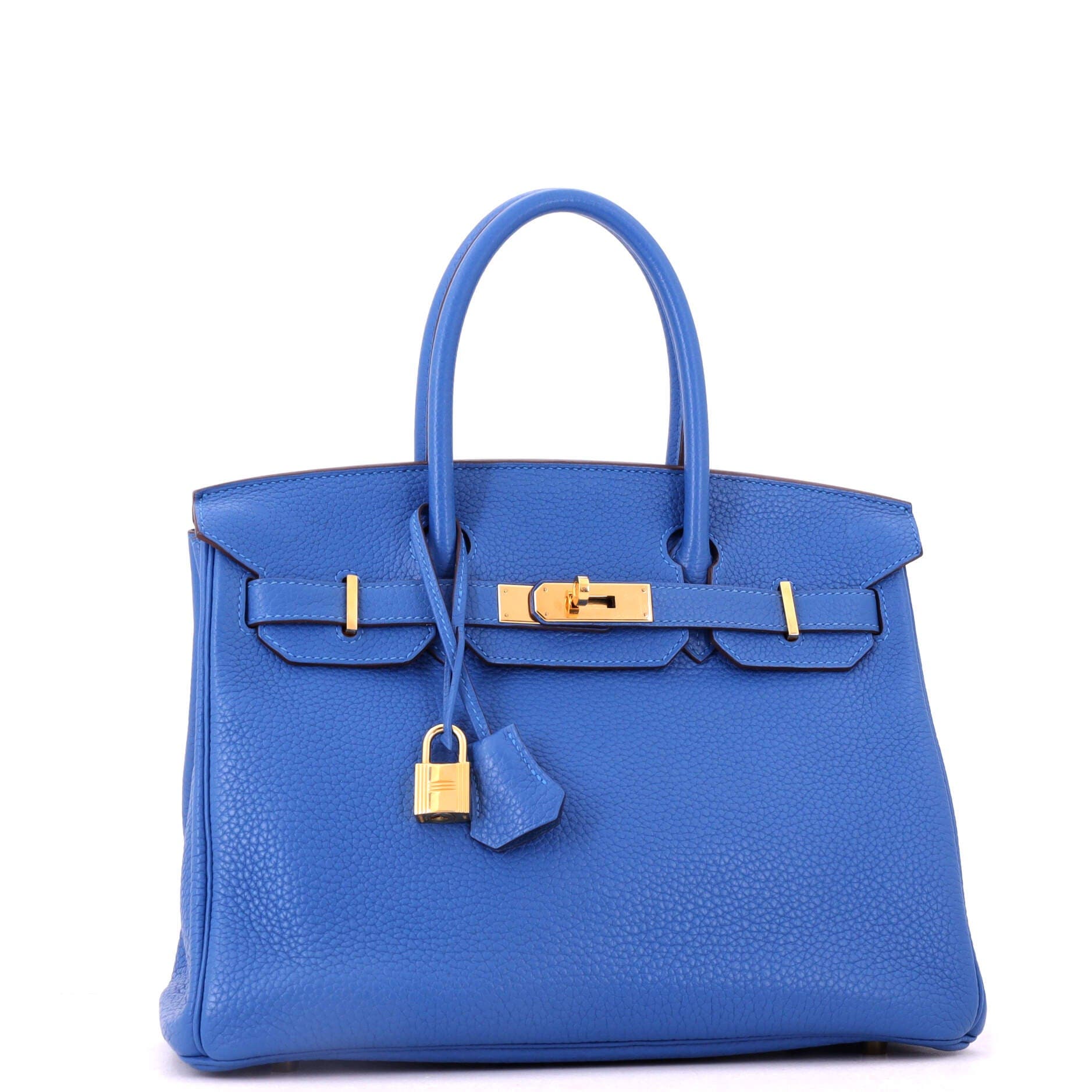 Birkin Handbag Blue Clemence with Gold Hardware 30, Alternate, color, Blue