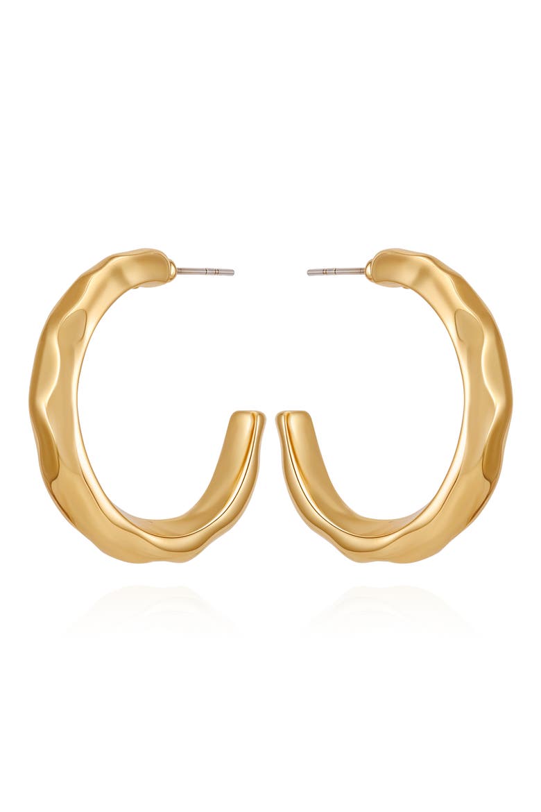 Wavy C Hoop Earrings, Main, color, GOLD TONE
