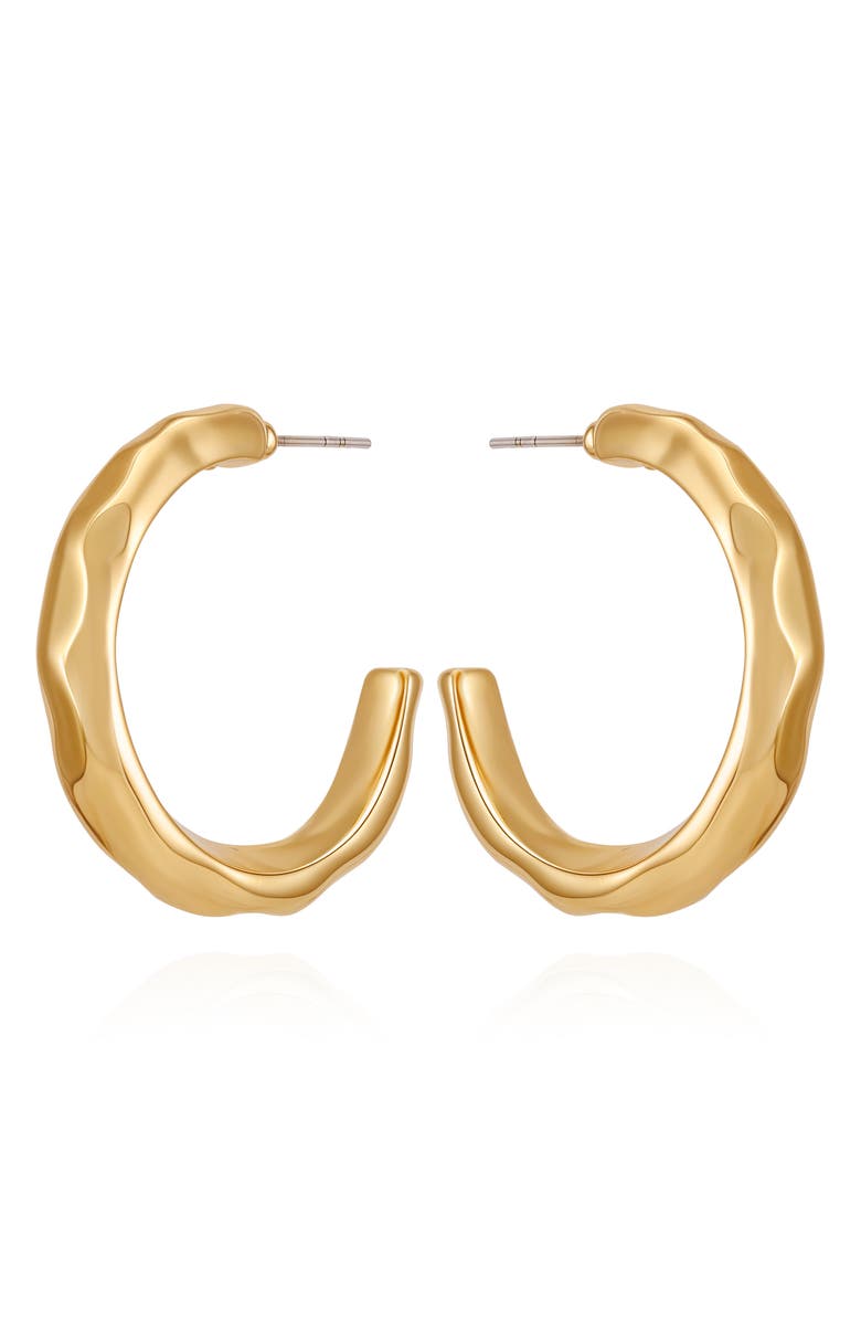 GUESS Wavy C Hoop Earrings, Main, color, Gold Tone