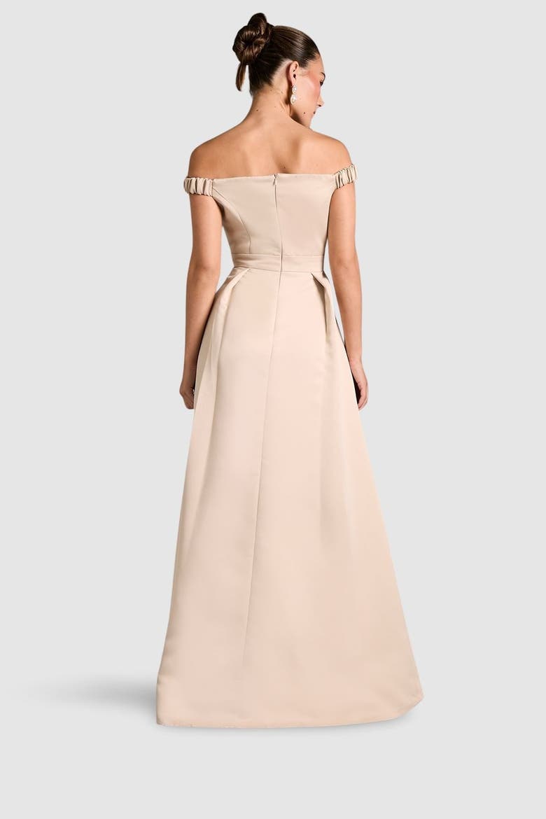 Bardot Fit & Flare Hi-Low Maxi Dress, Alternate, color, Champagne