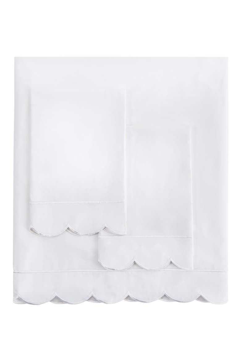 Scallop Frame 300 Thread Count Sheet Set, Main, color, WHITE