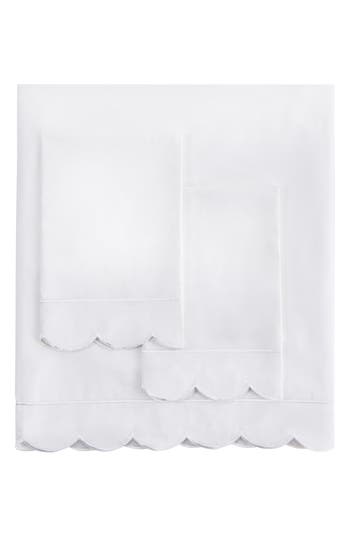 Melange Home Scallop Frame 300 Thread Count Sheet Set In White