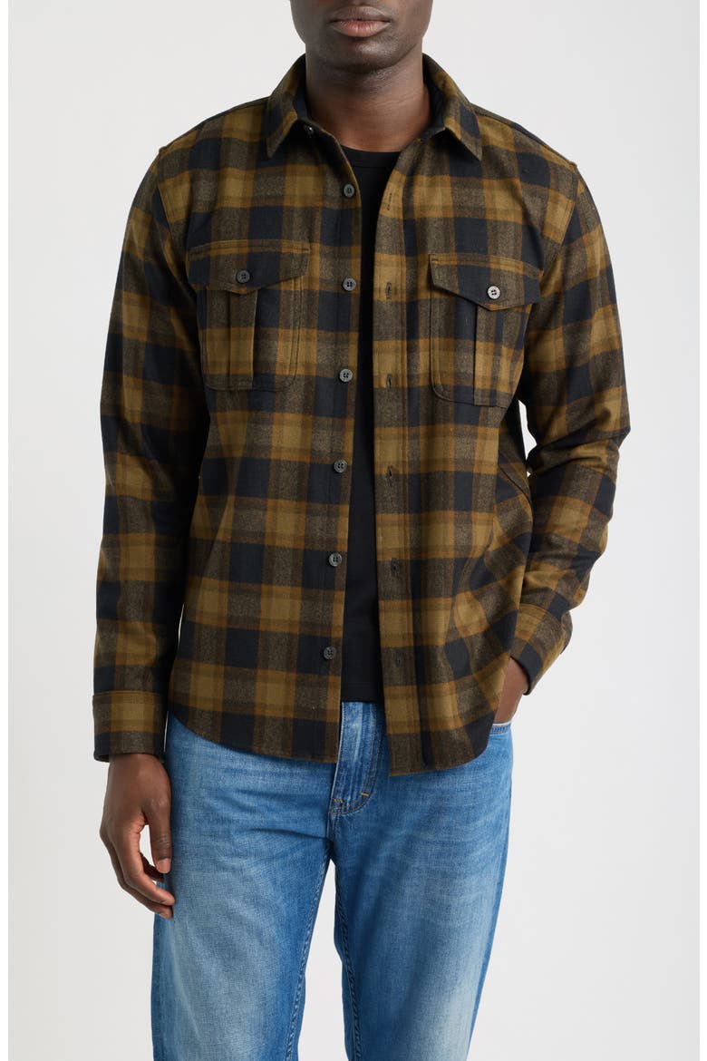 Scout Wool Shirt, Main, color, OLIVE/ BLACK CHECK