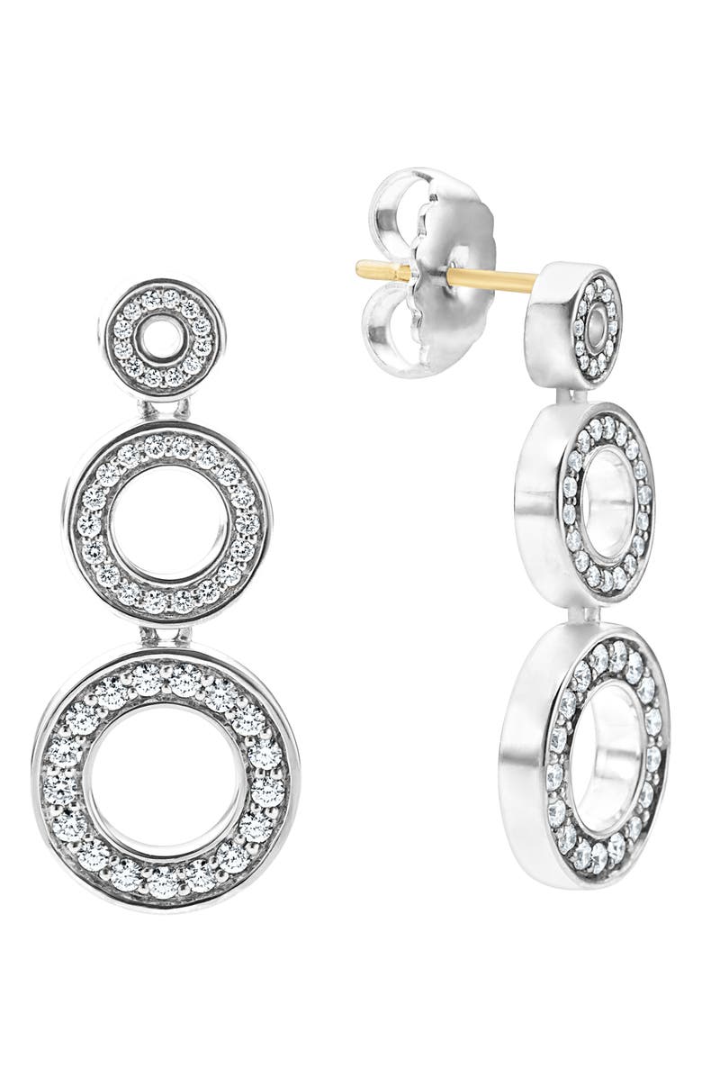 LAGOS Caviar Spark Diamond Drop Earrings, Alternate, color, Silver Diamond
