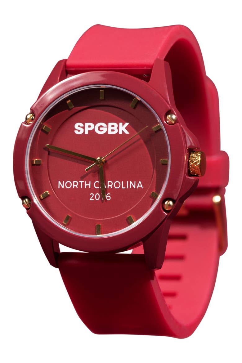 Byrd Silicone Strap Watch, 44mm, Main, color, CRANBERRY