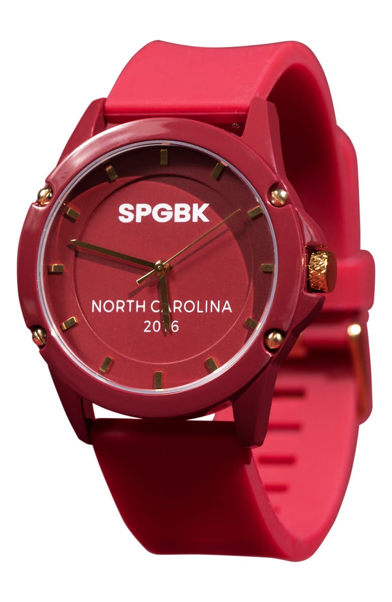 SPGBK Watches Byrd Silicone Strap Watch, 44mm, Main, color, Cranberry