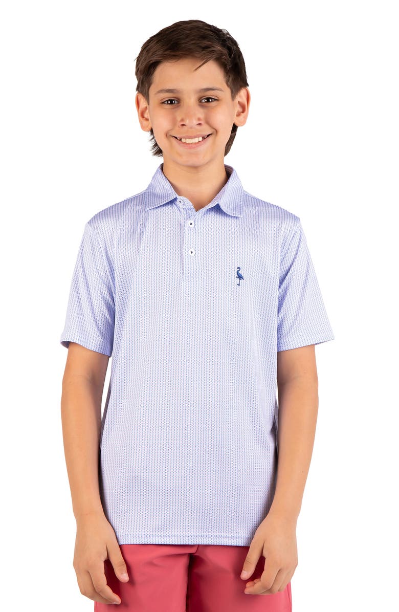 TailorByrd Kids' Print Performance Knit Polo, Main, color, Blue