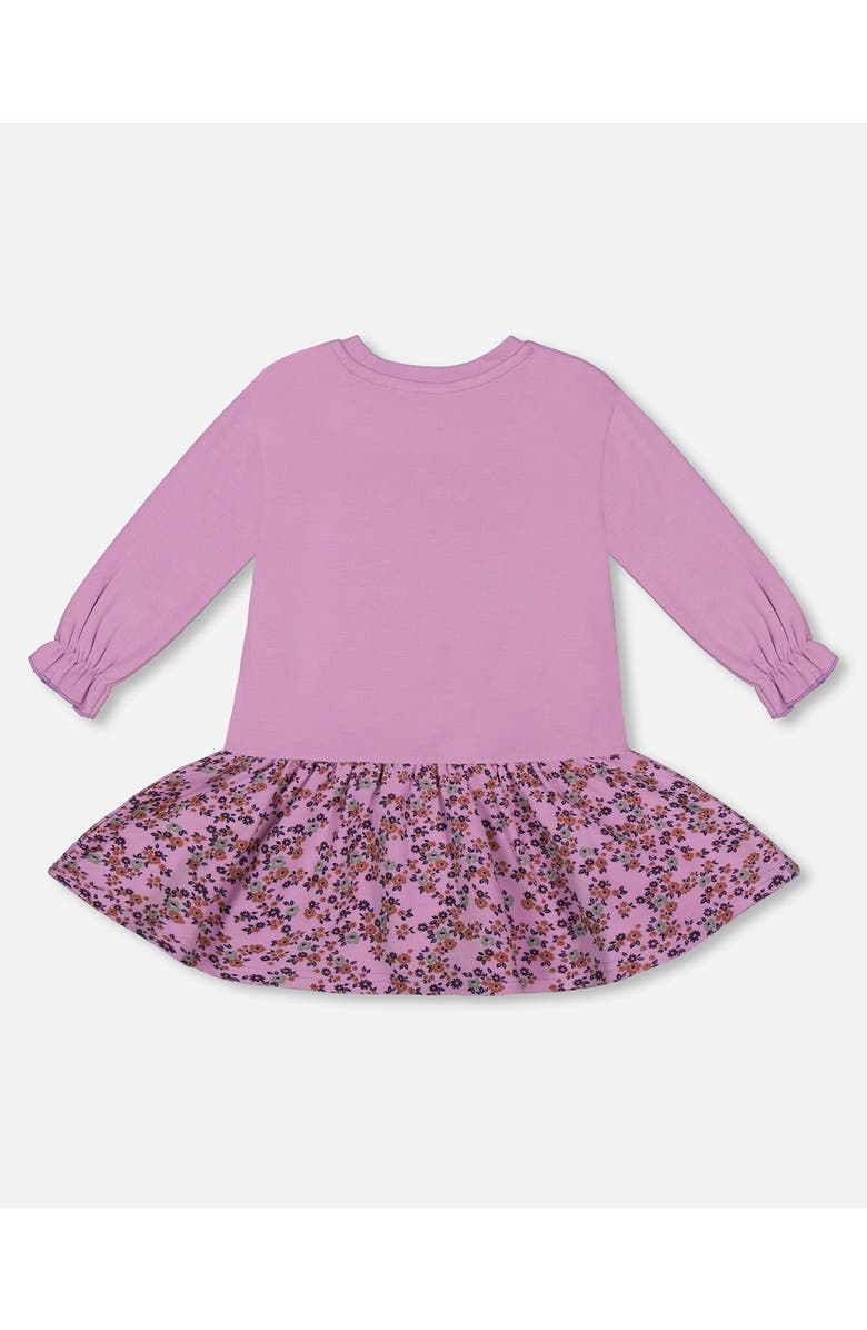 Deux par Deux Girl's Super Soft Dress With Print Skirt Lilac Mini Flowers, Alternate, color, 