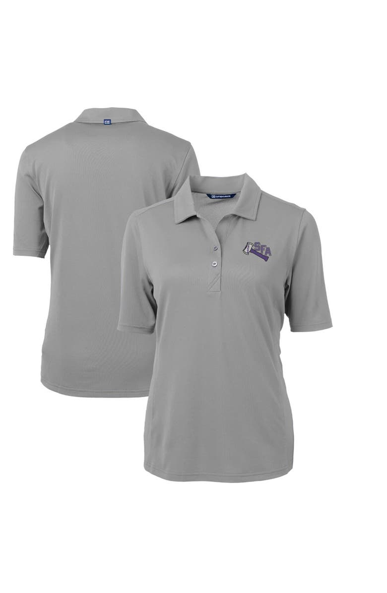 Cutter & Buck Women's Cutter & Buck Gray Stephen F Austin Lumberjacks Team Virtue Eco Pique Recycled Polo, Main, color, 