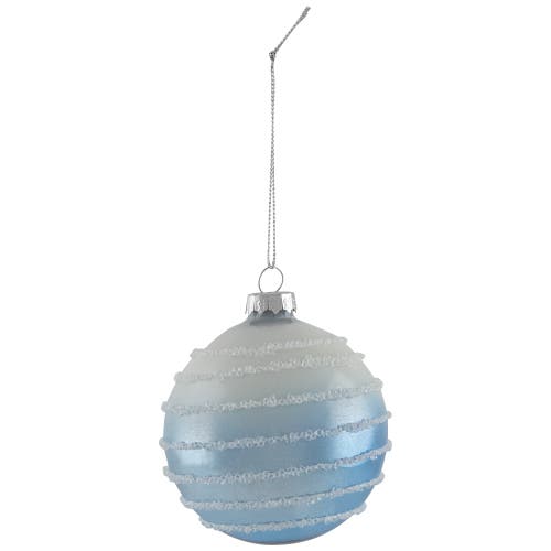 North Star Stripes And Snowflakes Shiny Glass Ball Christmas Ornaments In Blue