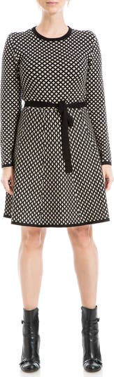 MAX STUDIO Long Sleeve Fit Flare Sweater Dress Nordstromrack