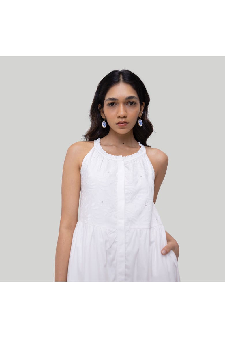 Embroidered Tiered Maxi Dress, Alternate, color, White Floral