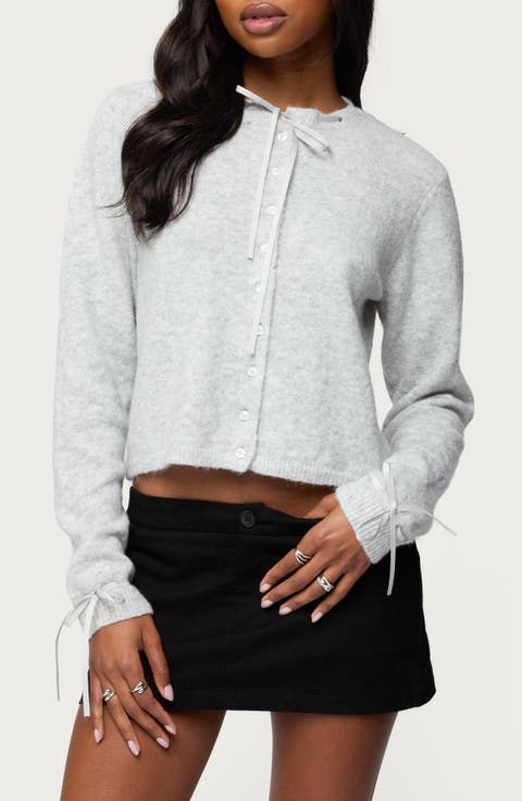 Vickie Ribbon Detail Crop Cardigan