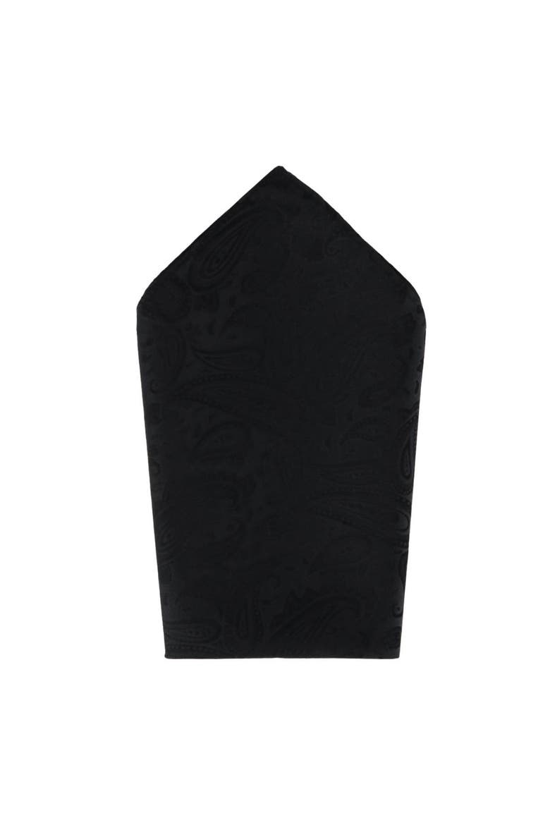 Banbury Tone on Tone Paisley 12 inch Silk Pocket Square Set, Alternate, color, Black and White Paisley