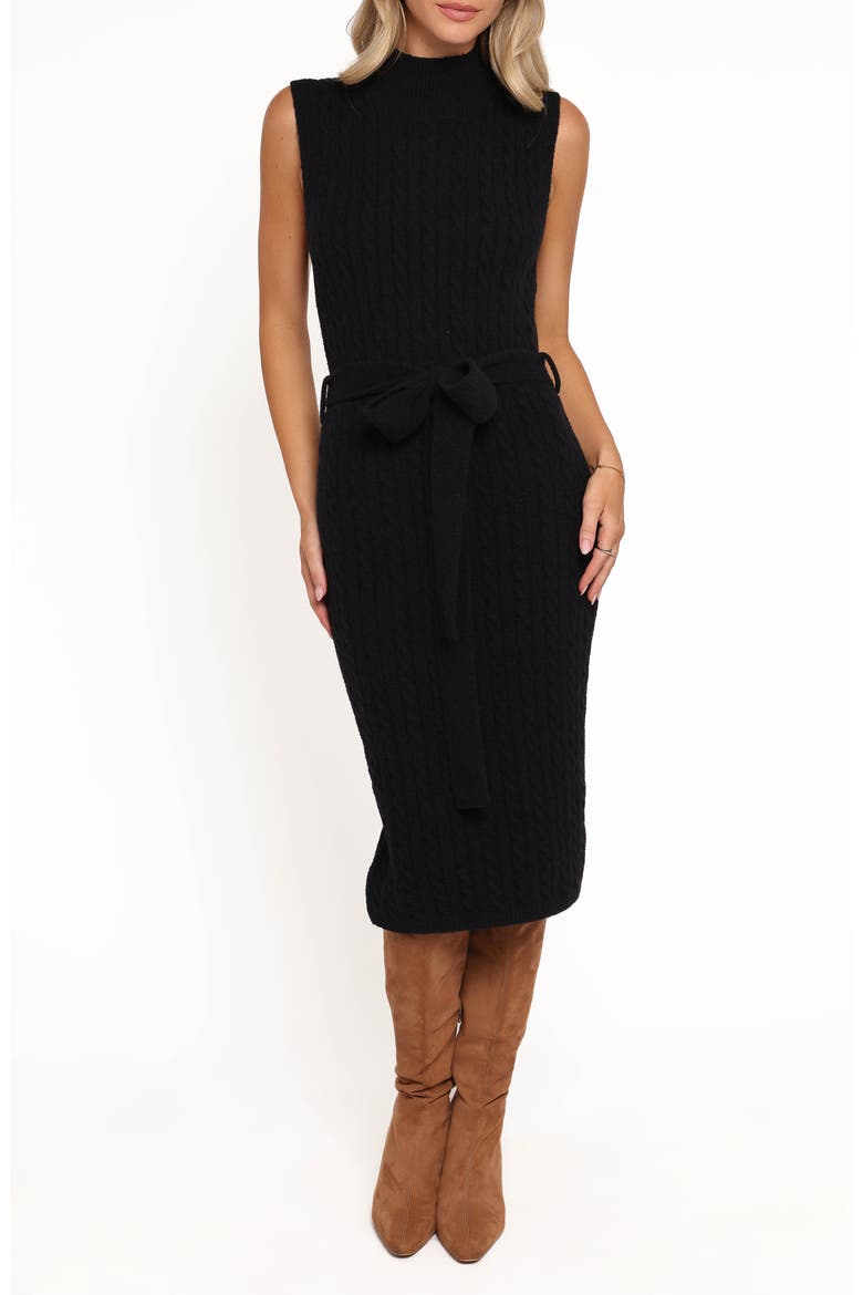 Wembley Sleeveless Midi Sweater Dress, Main, color, BLACK