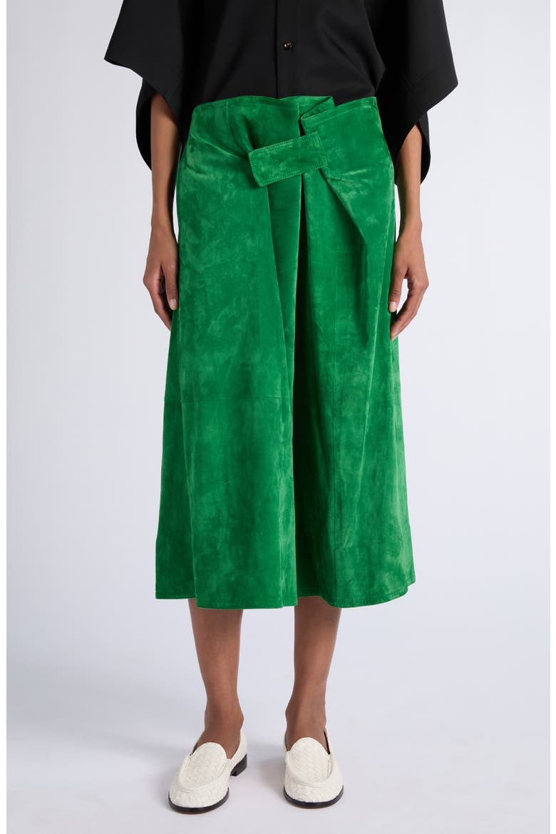 Soft Suede Midi Skirt, Main, color, 3138 GRASS GREEN