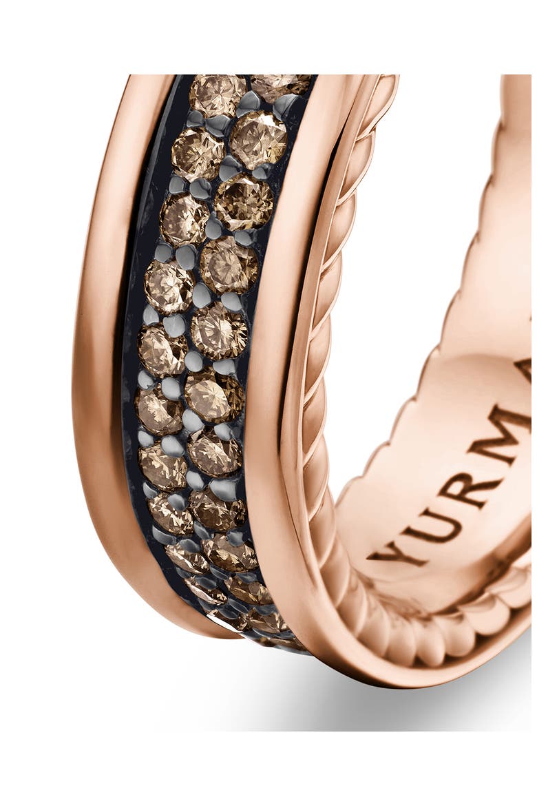 Streamline 2-Row Pavè 18K Rose Gold Band Ring, Alternate, color, ROSE GOLD/ COGNAC DIAMOND