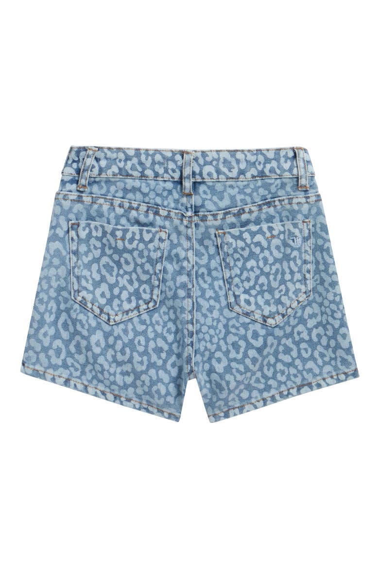 Kids' Leopard Print Denim Overflap Skort, Alternate, color, BLUE LEOPARD