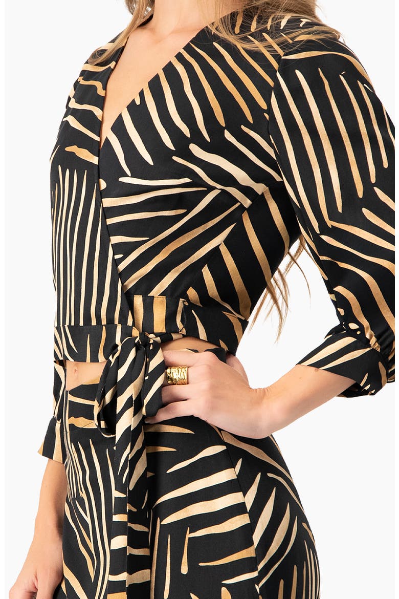 Printed Deep V-Neck Blouse, Alternate, color, Black