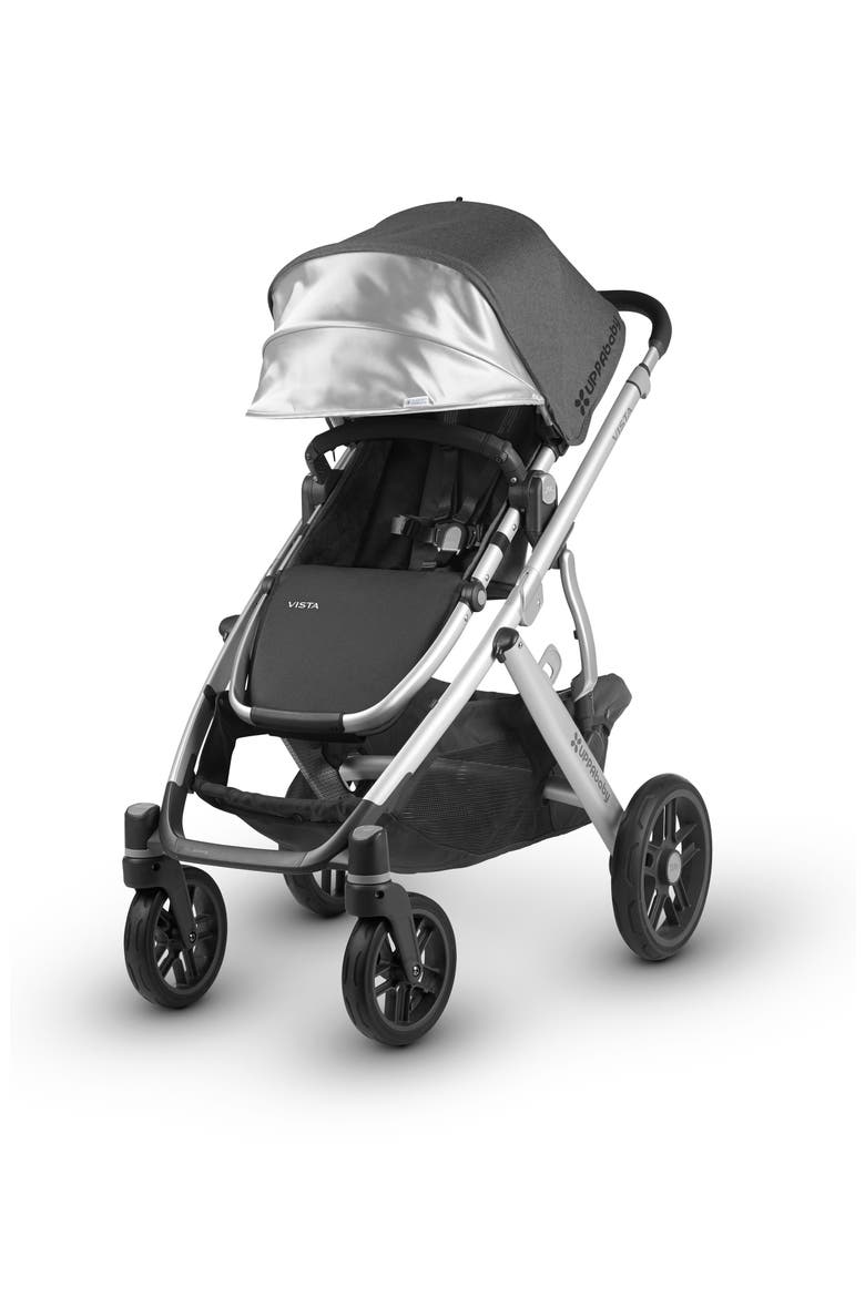 2018 VISTA Aluminum Frame Convertible Complete Stroller with Leather Trim, Alternate, color, CHARCOAL MELANGE/BLACK LEATHER