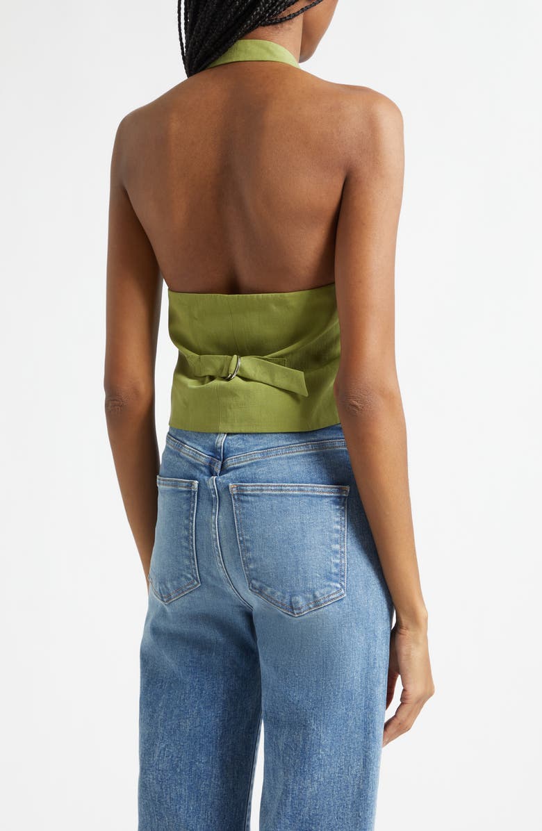 Veronica Beard Arabella Linen Blend Halter Vest, Alternate, color, Cactus