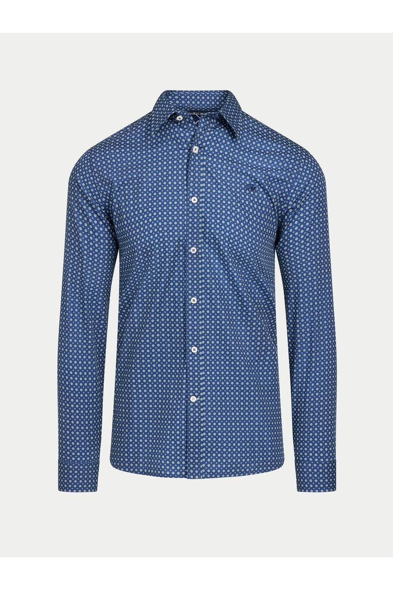 Long Sleeve Dotty Print Cotton Shirt, Alternate, color, Navy