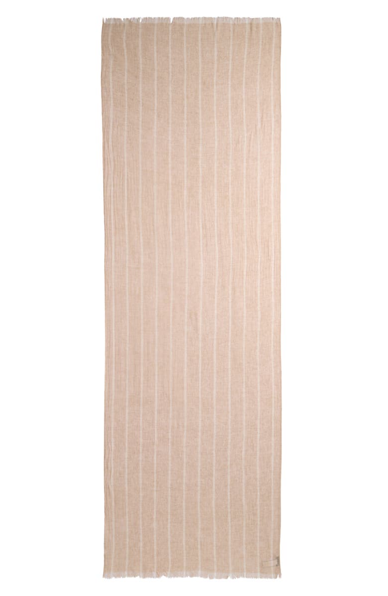 Nordstrom Stripe Cashmere Scarf, Alternate, color, Camel- Oatmeal Combo