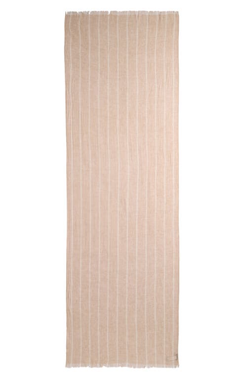 Nordstrom Stripe Cashmere Scarf In Camel- Oatmeal Combo